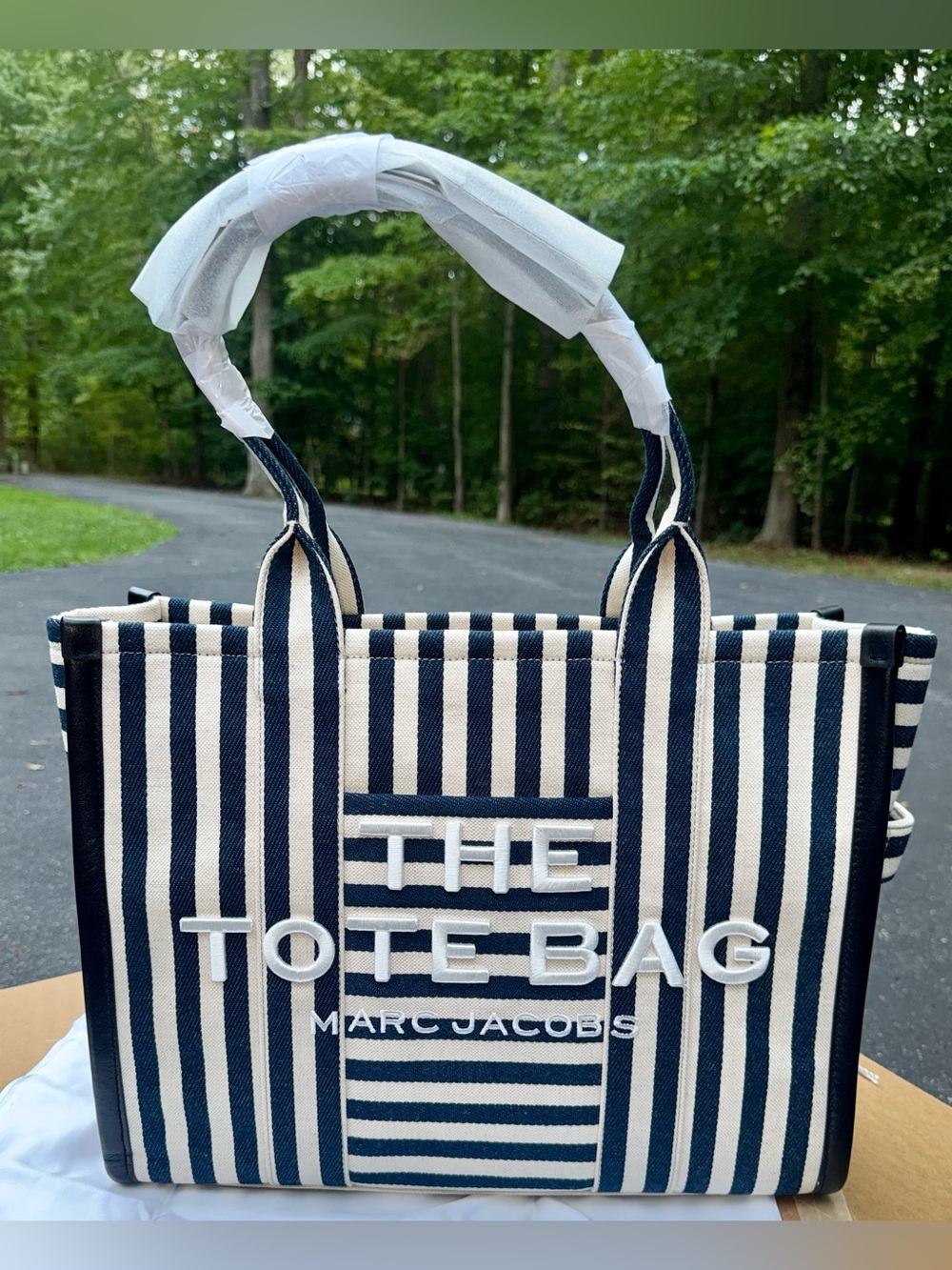 Marc Jacobs large Navy and White Striped Canvas Tote